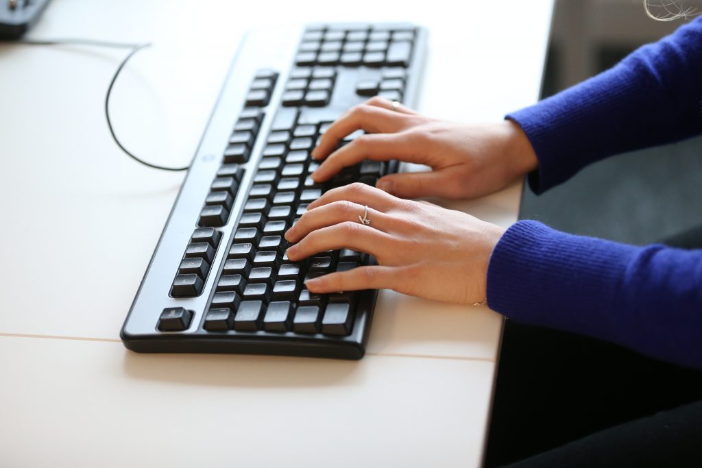 employee using desktop computer