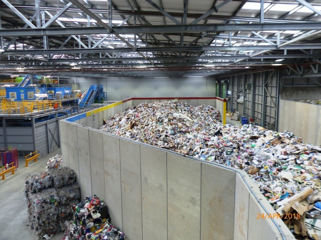 The tipping hall at the Aberdeen materials recycling facility - MRF