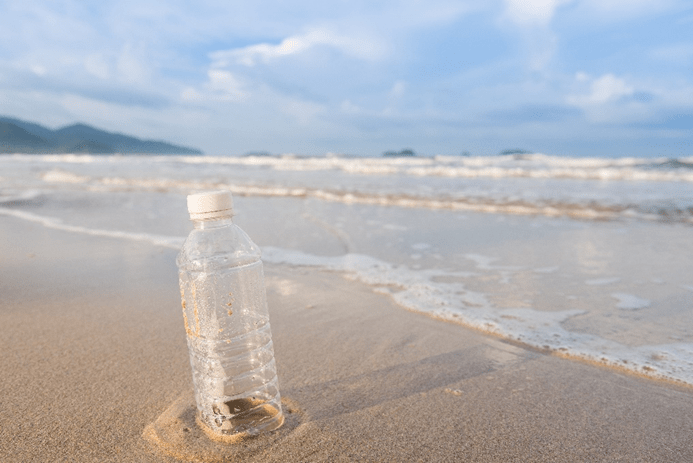 Single Use Plastic Bottle on Beach