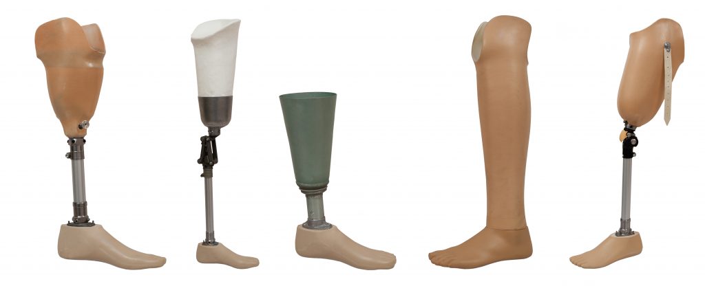 Five prosthetic legs